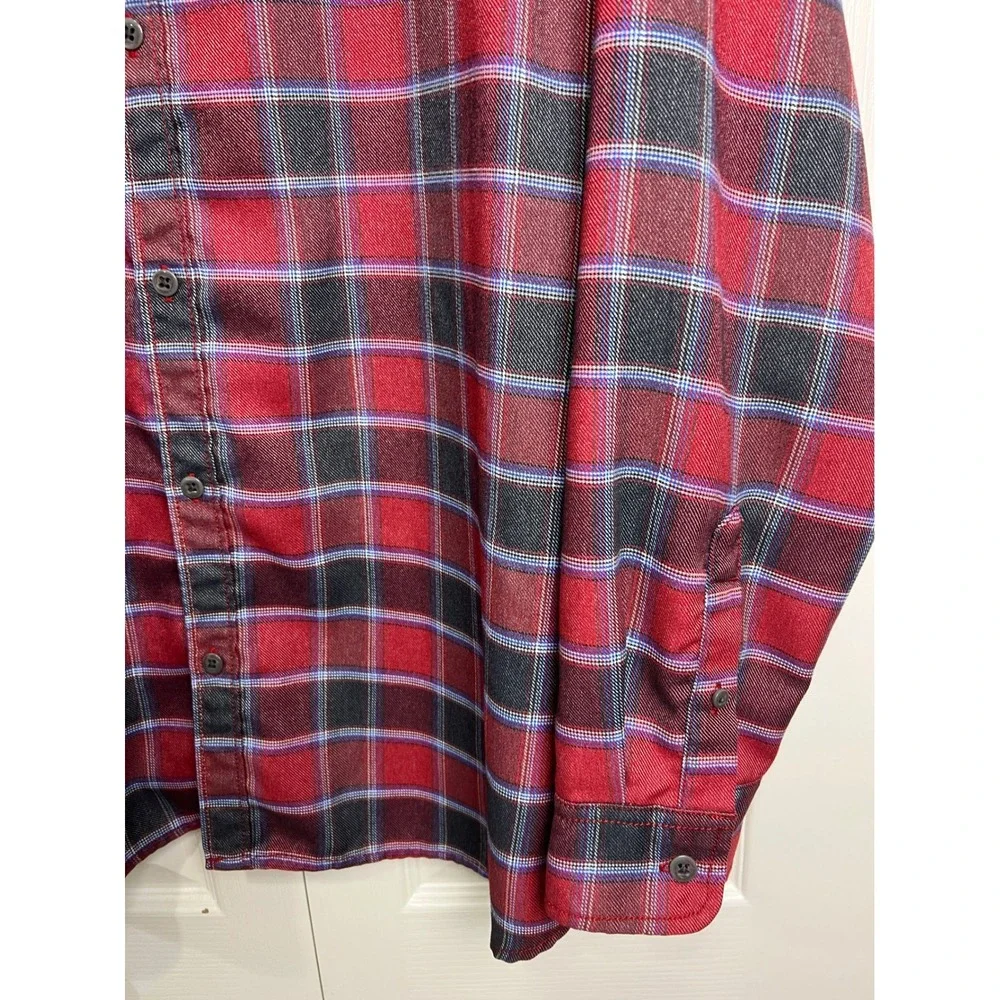 The North Face Plaid Flannel Shirt Mens XXL‎ Red Grey Long Sleeve Button Up C19